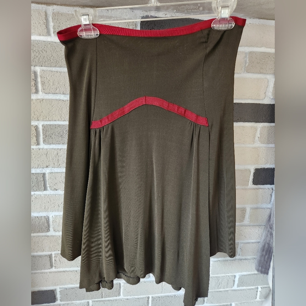 Diane von Furstenberg DVF Y2K Olive Asymmetrical Midi Skirt